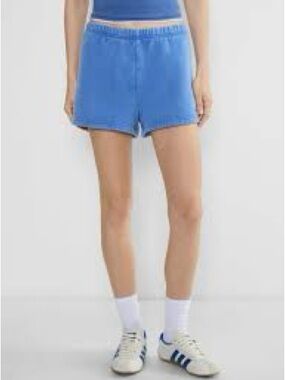 TNA Cozy Fleece Boyfriend Blue Elastic Waist Sweat Shorts Sz XS